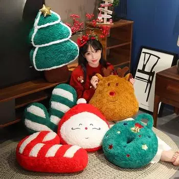 Креативный Санта-олень, рождественская елка, праздничная плюшевая игрушка, украшение для дивана, подушка для детской милой куклы в подарок на Новый год