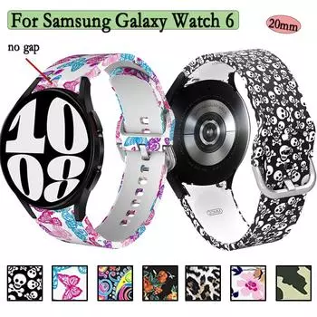 Креативный силиконовый ремешок для Samsung Galaxy Watch 6/6 классический художественный ремешок для часов с принтом черепа на Хэллоуин спортивный браслет Watch 6 Classic 47mm