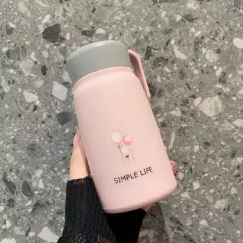 Креативный симпатичный цветной стеклянный термос, чашка для воды большой емкости, портативная чашка большой емкости розовый