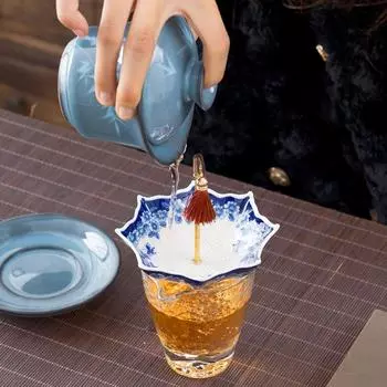 Креативный сине-белый зонтик, ситечко для чая, керамический фильтр для чая, аксессуары для чайной церемонии, украшения стола, орнаменты