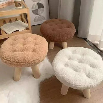 Креативный скандинавский табурет, мебель из цельного дерева, небольшой табурет, сферический табурет, съемная моющаяся мебель, круглые пуфы, пуфы