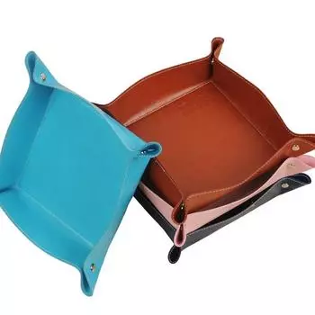 Креативный складной поднос из искусственной кожи для хранения вещей, ящик для хранения ключей, закусок, органайзер для офиса, школы коричневый