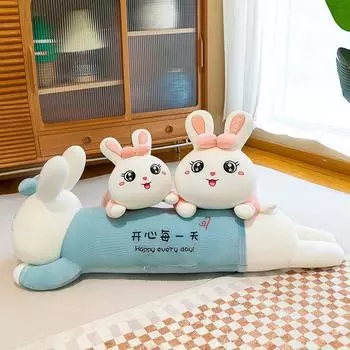 Креативный слинг, плюшевая игрушка-кролик в виде животика, подушка для сна, милый полосатый кролик, кукла-компаньон для кровати, спящая кукла 70cm 0.6kg