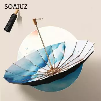 Креативный солнцезащитный козырек двойного назначения «Солнечный и дождливый» с ручным открыванием, анти-ультрафиолетовый складной усиленный альпинистский зонт из 16 костей красный