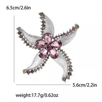 Креативный сплав горный хрусталь брошь в виде цветка морской звезды нишевый дизайн женский костюм пальто корсаж ювелирные изделия булавка