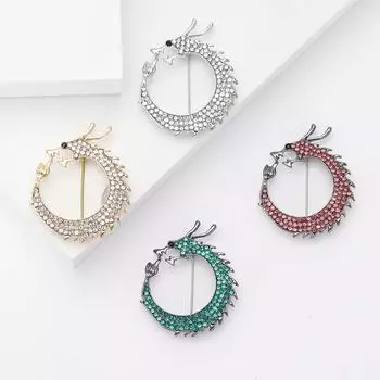 Креативный сплав горный хрусталь хвост кусающий дракон брошь персонализированная мужская одежда корсаж ювелирные изделия булавка