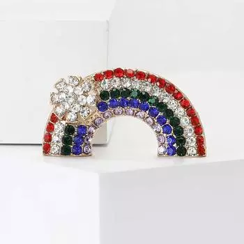 Креативный сплав горный хрусталь радуга брошь модный милый женский костюм свитер корсаж орнамент булавка