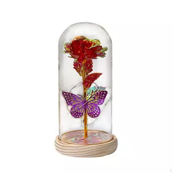 Креативный стабилизированный цветок с гирляндой для Дня матери и семейных праздников красный