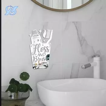 Креативный стаканчик для зубной щетки, зеркало, 1 мм, акриловая декоративная наклейка на стену, наклейка на стену в ванной комнате