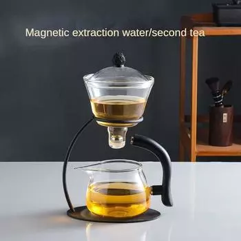 Креативный стеклянный чайник, термостойкий боросиликатный турецкий горшок для капель для чая, кофе, автоматическая чашка Teapot Set Round