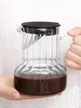 Креативный стеклянный кофейник, чайный сервиз с вертикальным узором, высокий заварочный чайник из боросиликатного стекла, японский заварочный чайник для чая в чашке
