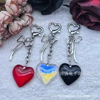 Креативный стиль Серебряный бант Большая любовь светлая роскошная сумка автомобильный брелок наушники кулон подвеска красный