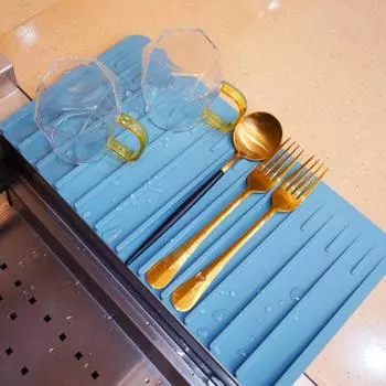 Креативный сверхмощный противоскользящий мягкий текстурированный коврик для ежедневного использования, быстрый силиконовый дренажный коврик, ресторанные принадлежности, коврик для посуды L серый