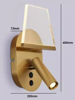 Креативный светодиодный настенный светильник у кровати в спальне с подсветкой и выключателем для украшения отеля для чтения Warm White (2700-3500K) золотой