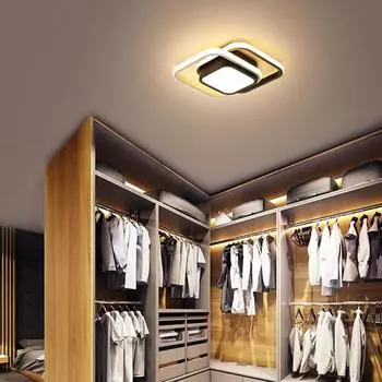 Креативный светодиодный потолочный светильник с 2 кольцами, современный потолочный светильник для внутреннего коридора, потолочный светильник для дома, спальни, гостиной, офиса чёрный