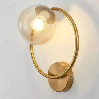 Креативный светодиодный сферический стеклянный абажур E27 настенный светильник для спальни, прикроватная лампа для дома, гостиной, столовой, декоративная лампа white light
