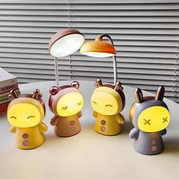 Креативный светодиодный складной ночник с USB-батареей, затемняющий, милый, для студенческой спальни, общежития, для чтения, мультяшный, настольная лампа, декоративная настольная лампа USB жёлтый