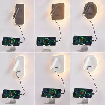 Креативный светодиодный вращающийся настенный светильник с USB-портом для зарядки, декоративный настенный светильник для гостиной, коридора, спальни, кабинета, чтения Warm light