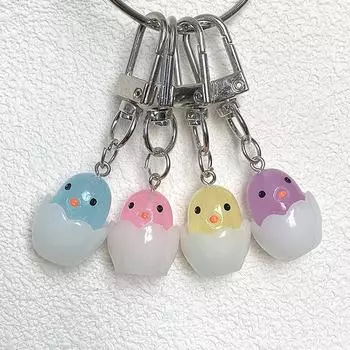 Креативный светящийся брелок в виде цыпленка, милый мультяшный цыпленок, брелок из смолы, держатель для ключей, сумка, подвеска, наушники, подвесное украшение, подарки синий