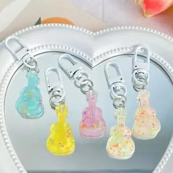 Креативный светящийся в темноте брелок прозрачная мини-гитара подвеска светящаяся гитара брелок сумка подвеска жёлтый