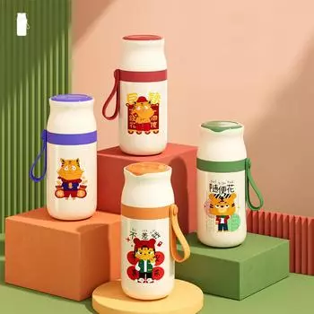 Креативный термос из нержавеющей стали 316 объемом 350/480 мл с двойными стенками и веревкой 350ml фиолетовый