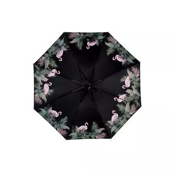 Креативный трехскладной зонт Фламинго, черный, клеевой, прозрачный, анти-УФ-зонт, женский солнцезащитный зонт