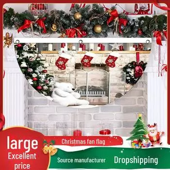 Креативный уличный рождественский веерообразный флаг - подвесное украшение с цифровой печатью Style 12