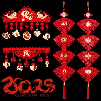 Креативный вьетнамский подвесной кулон, китайский праздник весны, кисточка, украшение для окна и двери, вьетнамский Новый год 2025