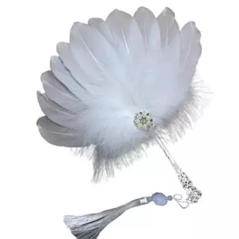 Креативный веер из перьев и жемчуга Изысканный декоративный веер Уникальный веер из павлиньих перьев Домашний декор Style 1