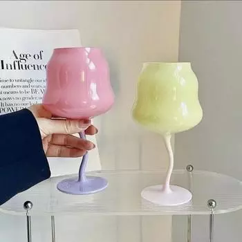 Креативный витой бокал для красного вина - цветные коктейльные бокалы, хрустальные бокалы для вина на 16 унций для вечеринок, свиданий и новоселья