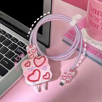 Креативный зарядный чехол для моделирования сердца любви для IPhone15 promax, портативный зарядный чехол с защитой от царапин/кабель для передачи данных, защита от поломки Y01