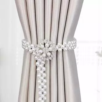 Креативный зажим для штор, нежный сплав, цветок/бантик/бабочка, декор из искусственного жемчуга, износостойкий A серебряный
