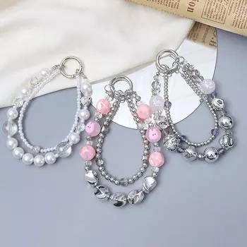 Креативный жемчужный двойной цепной кулон с бусинами, подвесные украшения для мобильного телефона, чехол для наушников, подвеска своими руками, украшение для рюкзака