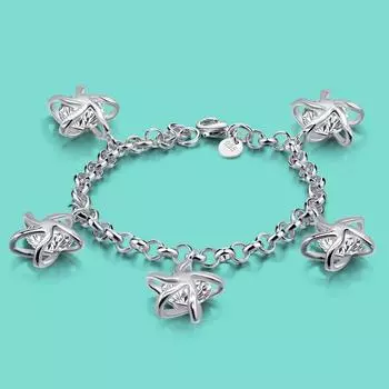 Креативный женский ювелирный браслет из стерлингового серебра 925 пробы, шикарный кубический циркон, кулон со звездой, серебряный браслет-цепочка, подарок на годовщину