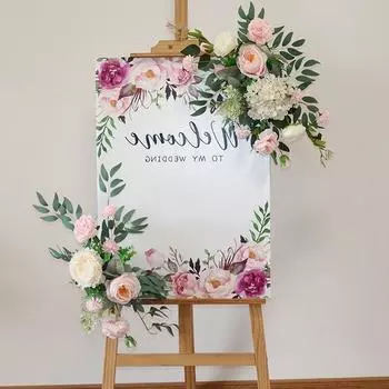 Креативный знак, угловой цветочный декор, свадебный цветочный реквизит, приветственная открытка, цветочная гирлянда, букет цветов