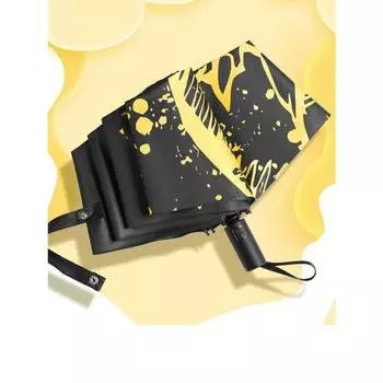 Креативный зонт от солнца с рисунком динозавра и граффити, складной ручной автоматический утолщенный черный самоклеящийся зонт от солнца