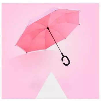 Креативный зонт с прямым хвостовиком, обратный зонт, бесплатная роза, двухслойный, мужской и женский, обратный автомобильный специальный зонт 23*8bone/diameter:105cm