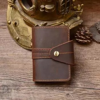 Кредитница из воловьей кожи для мужчин, винтажный стиль, кошелек для кредитных карт кофейный