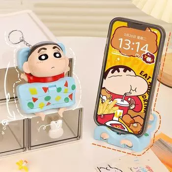 Крейн Шинчан Держатель для телефона Брелок Мультяшный Аниме Подставка для телефона Милая Кукла Смотреть ТВ Держатель Настольные украшения Подарок другу A2