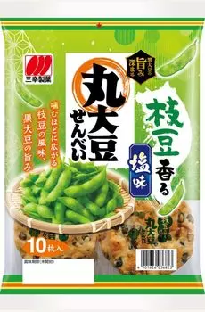 Крекеры Sanko Seika Maru из соевого риса, со вкусом соли и эдамаме, 10 шт. x 12 пакетов