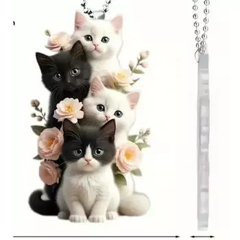 Крем 2d Привлекательный Кот Акриловое Украшение для Зеркала Заднего Вида Автомобиля Веселый Мультяшный Стиль
