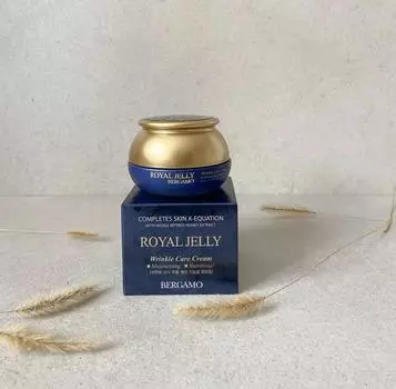 Крем Bergamo Royal Jelly Wrinkle Care Cream 50 г, Антивозрастной, Против морщин, Увлажняющий, Корейская косметика, Kbeauty, образец