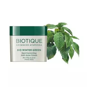 Крем Biotique Bio Winter Green Spot Correcting Anti Acne Cream | Улучшает текстуру кожи | 100% растительные экстракты | Подходит для всех типов кожи | 15G