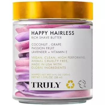 Крем для бритья Truly Shaving, пена для бритья, крем для бритья True Beauty, Happy Hairless Shave, 1,3 цветочной унции