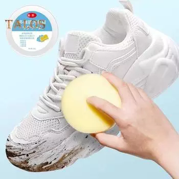 Крем для чистки обуви с губкой-ластиком Многофункциональная паста для удаления пятен Глубокоочищающий крем для удаления пятен со щеточкой 1pc