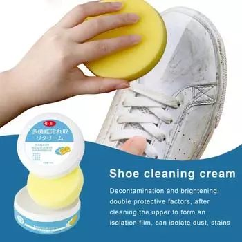 Крем для чистки обуви с губкой-ластиком Многофункциональная паста для удаления пятен Глубокоочищающий крем для удаления пятен со щеточкой 1pc