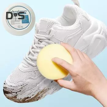 Крем для чистки обуви White Shoe Cleaner, безопасные ингредиенты, чистящая паста, простой в использовании аппликатор-губка, универсальное многофункциональное чистящее средство синий