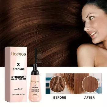 Крем для гладких прямых волос со вкусом розы для восстановления гладких и не спутывающих волос сухих и вьющихся секущихся волос. Легкий и увлажняющий комплексный уход за волосами. 150ml