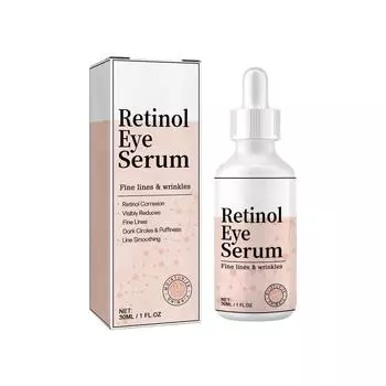 Крем для глаз с ретинолом, разглаживает мелкие морщинки вокруг глаз, убирает мешки под глазами, черные круги, подтягивает и увлажняет кожу вокруг глаз, 30 мл белый