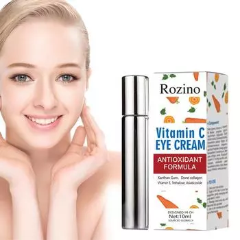 Крем для глаз с витамином С для осветления темных кругов, тонких линий и мешков под глазами Массаж роликовыми шариками VC Осветляющий и укрепляющий крем для глаз 10ml